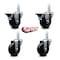 Service Caster 3.5'' Hard Rubber Wheel Swivel 7/8'' Square Stem Caster Set 2 Brakes, 4PK SCC-SQ20S3514-HRS-PLB-78-2-S-2 - alternate 3